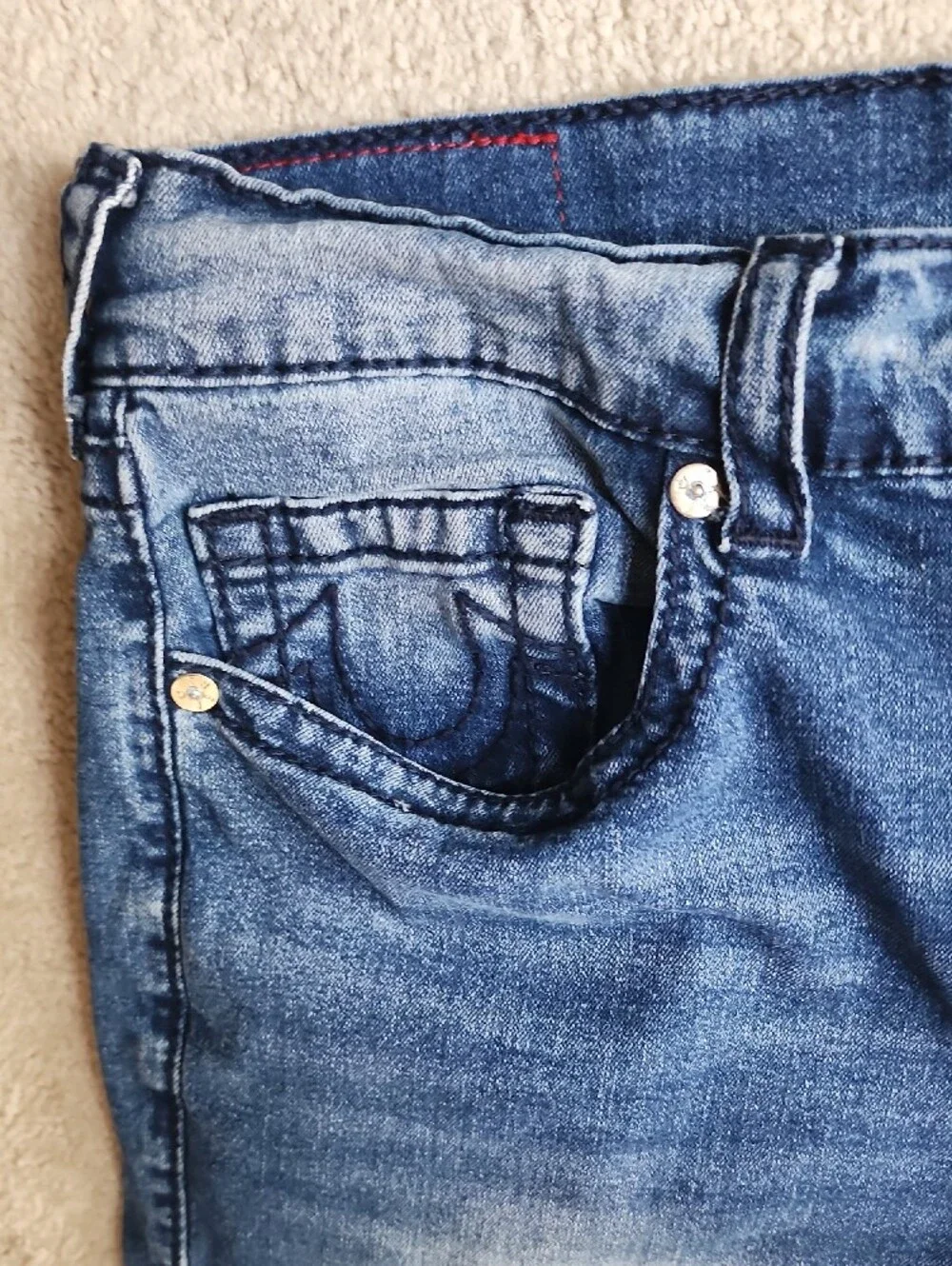 True Religion Classic Ricky Relaxed Straight  Blue Denim Shorts